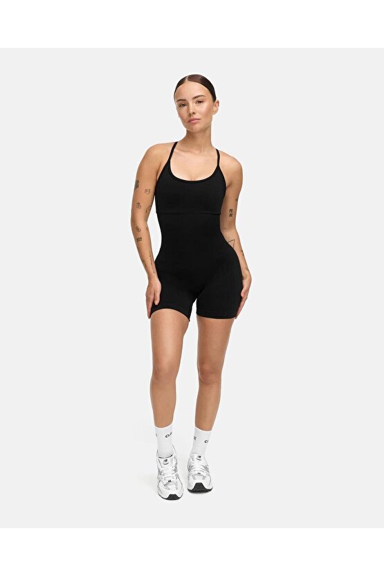 Kadın Seamless Siyah Spor Tulum
