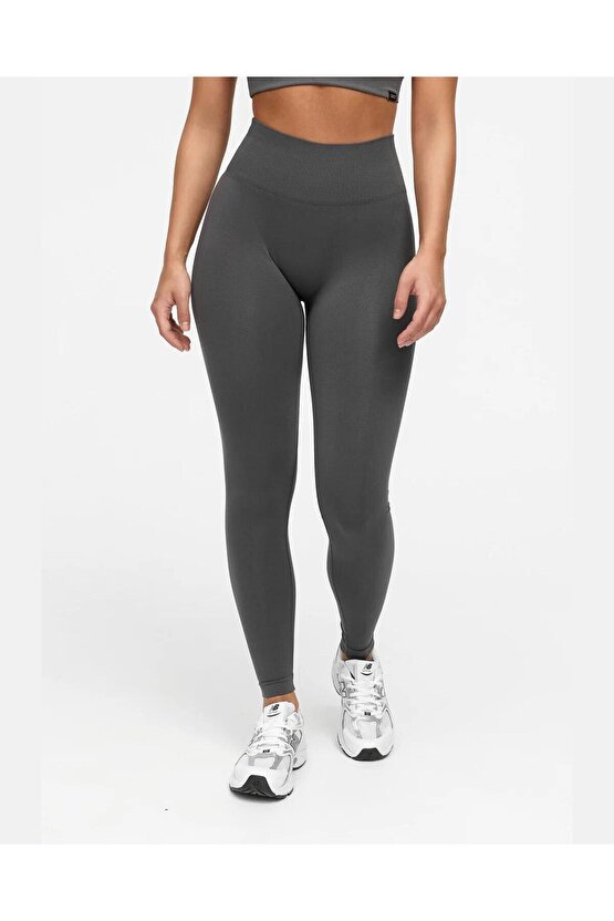 Seamless Yüksek Bel Spor Tayt - Füme