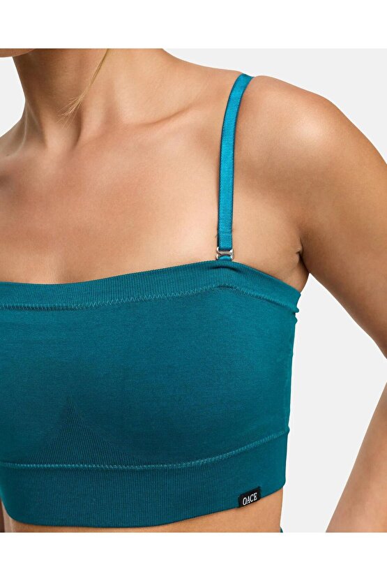 Askılı Bandeau Bra - Petrol Yeşili