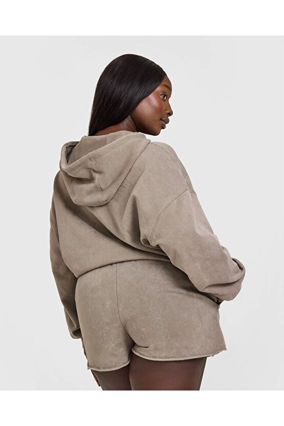 Vintage Wash Zip Hoodie - Taupe