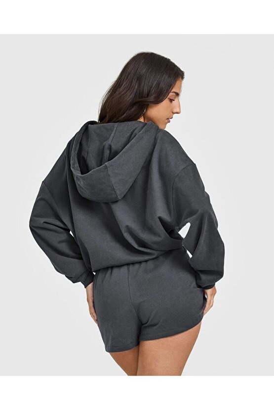 Vintage Wash Zip Hoodie - Antrasit