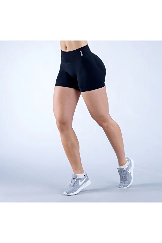Kadın Siyah Seamless Spor Şort