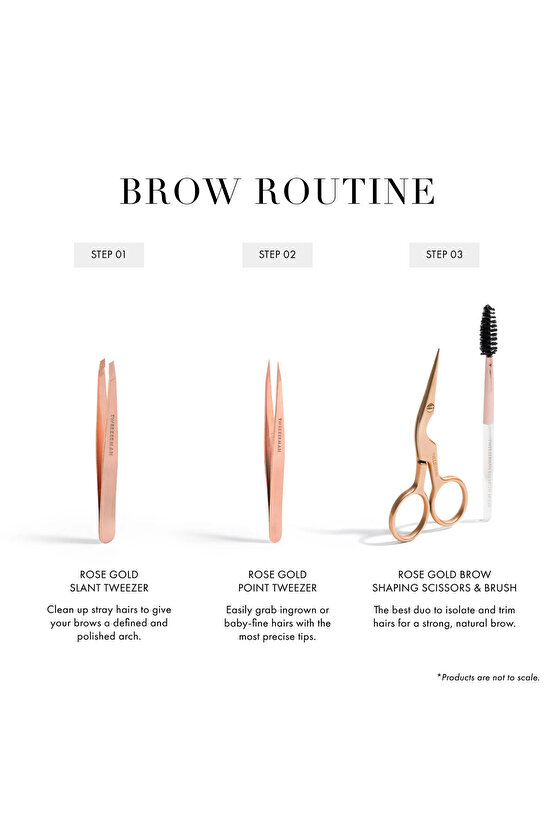 Brow Scissors & Brush Rose Gold - Rose Gold Kaş Makası ve Fırçası