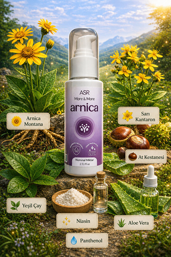 ARNİCA KREM MORE&MORE (Arnica Montana - Sarı Kantoron - Niasin - Aloe Vera - Yeşil Çay - At Kestanesi )