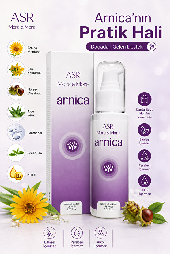 ARNİCA KREM MORE&MORE (Arnica Montana - Sarı Kantoron - Niasin - Aloe Vera - Yeşil Çay - At Kestanesi )