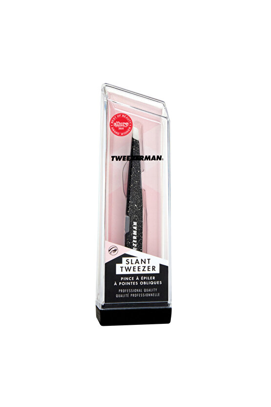 Slant Tweezer Dusted Onyx - Işıltılı Siyah Oniks Cımbız