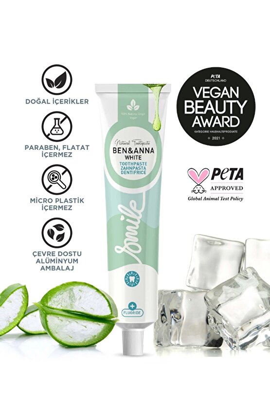 Ben & Anna Florürlü Beyazlatıcı Diş Macunu 75 ml Parlak Görünüm Vegan