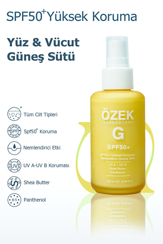 50 SPF+ Güneş Koruyucu Yüz ve Vücut Sütü 100 ml