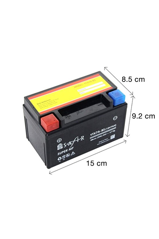 ALKAN AKÜ YTX7A-BS (MF) 12V 7AH SCT VE MOTOSİKLETLER İLE UYUMLU