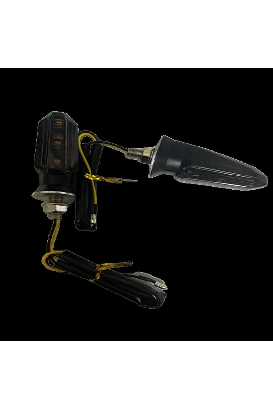 Motosiklet Sinyal Lamba Üniversal 12V Füme Cam Sarı Led 2Li