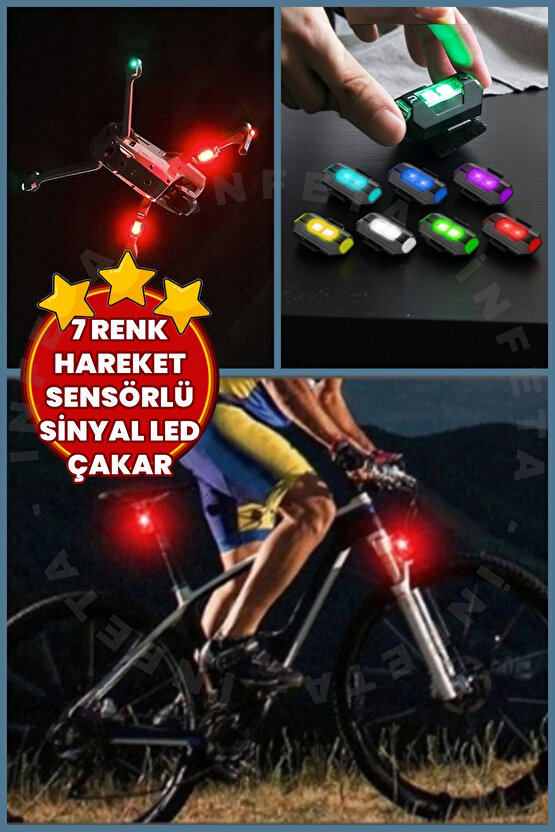 7 Renkli Rgb Led Bisiklet Motosiklet Uyarı Kaza Önleyici Mini Pilli Sinyal Led Drone Led-Led