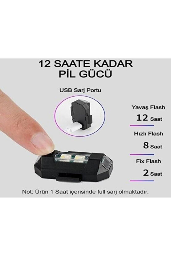 7 Renkli Rgb Led Bisiklet Motosiklet Uyarı Kaza Önleyici Mini Pilli Sinyal Led Drone Led-Led