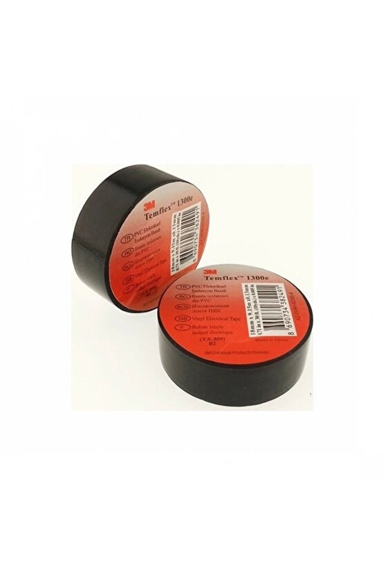 Temflex 1300E Siyah 10lu Paket Pvc İzole Bant 0.13x19x0.13Mm