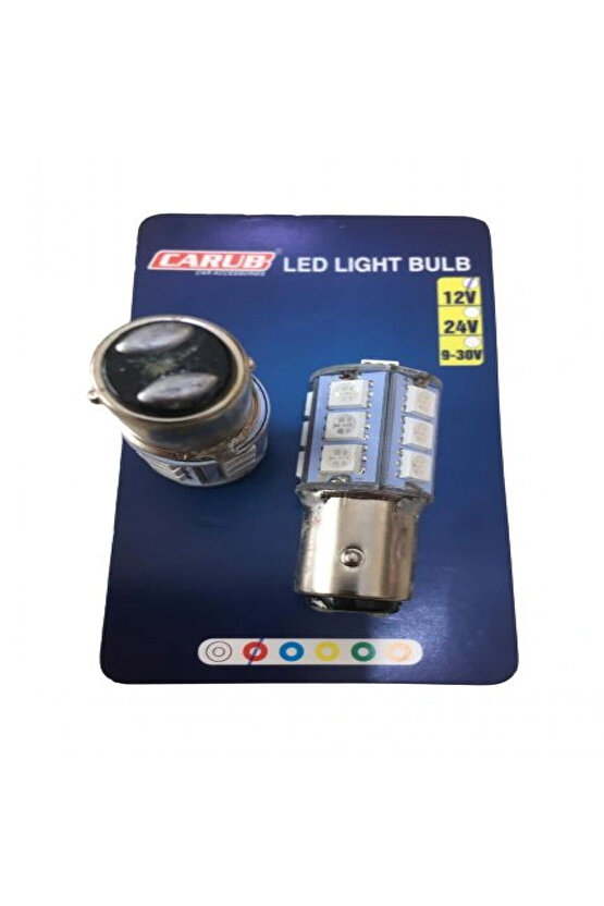 Motosiklet Ve Otomobil Stop Ampul 18led 1016 Çakar Kırmızı Şaşı Tırnak 2li