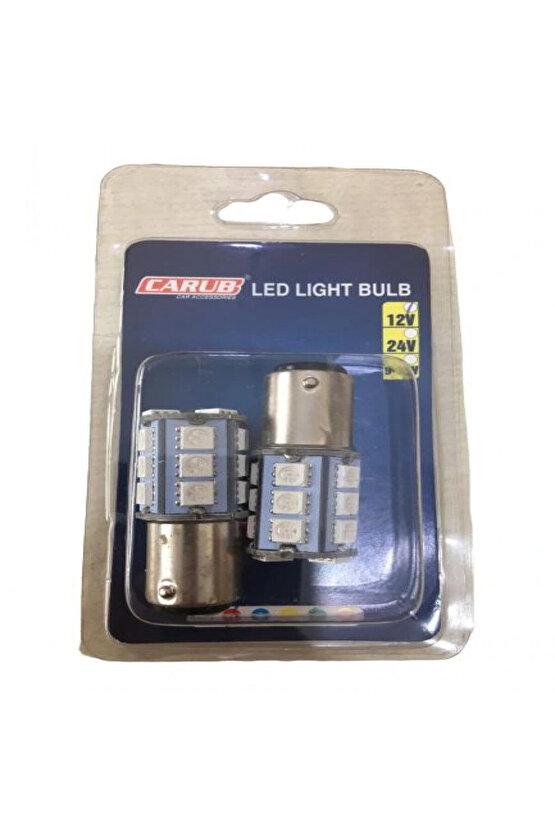 Motosiklet Ve Otomobil Stop Ampul 18led 1016 Çakar Kırmızı Şaşı Tırnak 2li