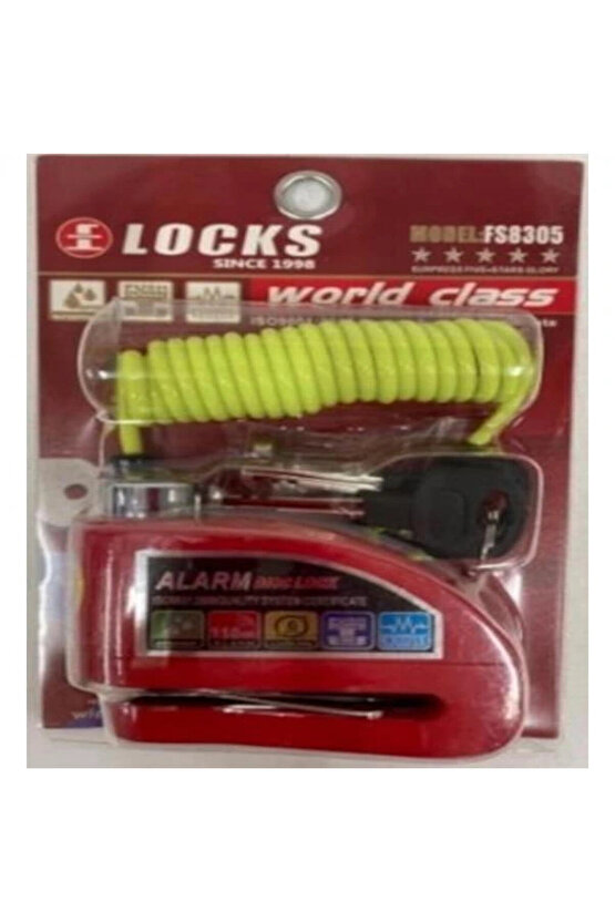 World Class 110 Db Siyah Alarmlı Disk Kilidi Hatırlatma Kablosu Dahil