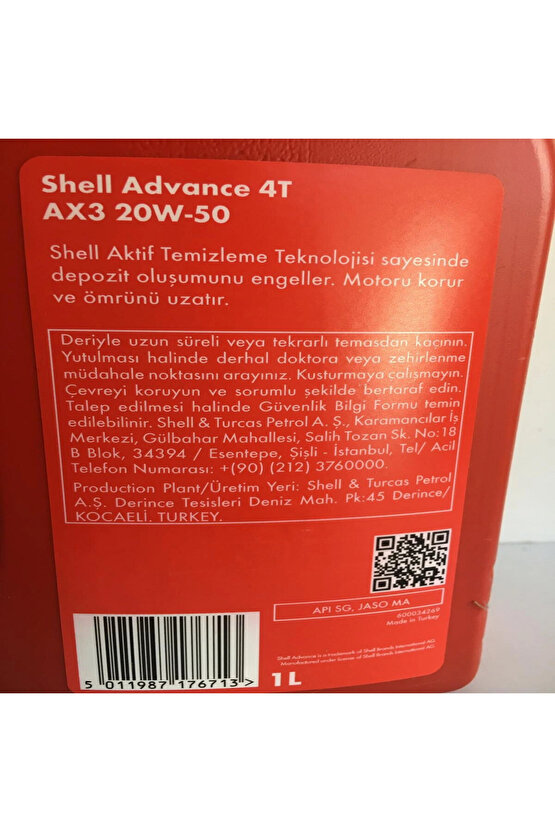Yağ 2050 Advance 4t Ax3 Mineral 1 L Motosiklet Yağı