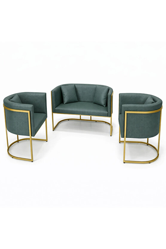 Modern Luxury Gold Metal Bekleme Koltuğu Seti