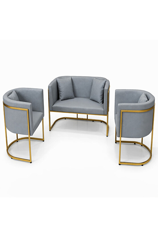 Modern Luxury Gold Metal Bekleme Koltuğu Seti