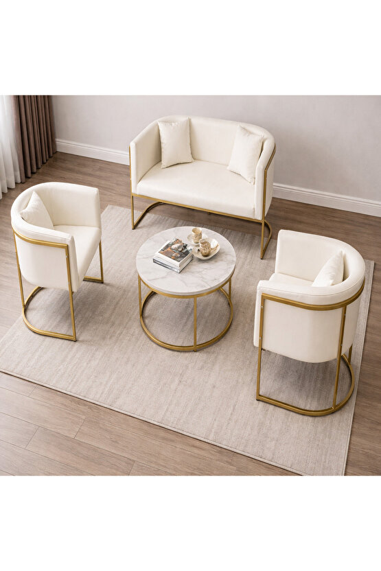 Modern Luxury Gold Metal Bekleme Koltuğu Seti