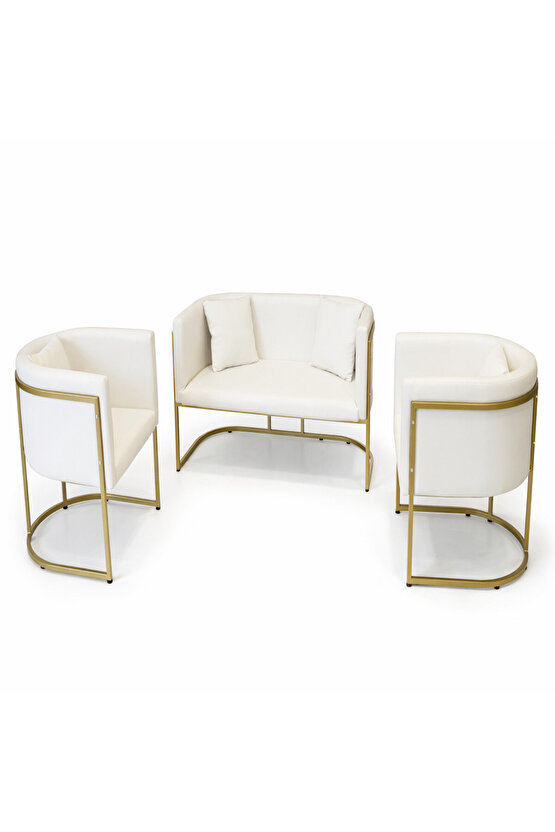 Modern Luxury Gold Metal Bekleme Koltuğu Seti