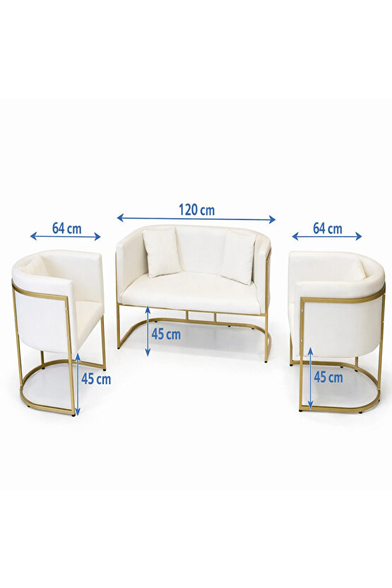 Modern Luxury Gold Metal Bekleme Koltuğu Seti