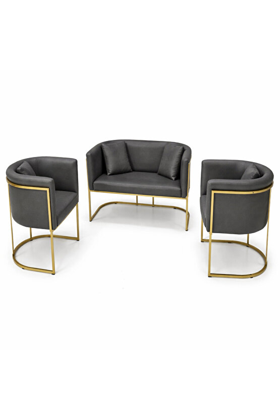 Modern Luxury Gold Metal Bekleme Koltuğu Seti