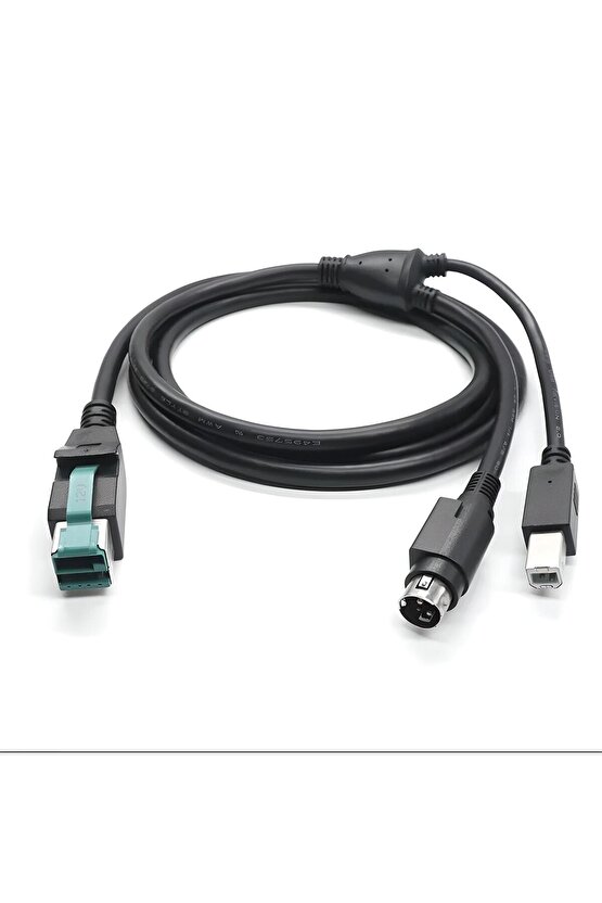 12V 8P güç USB USB BM + 3pin DIN erkek Y Splitter kablo POS yazıcılar ve tarayıcı için
