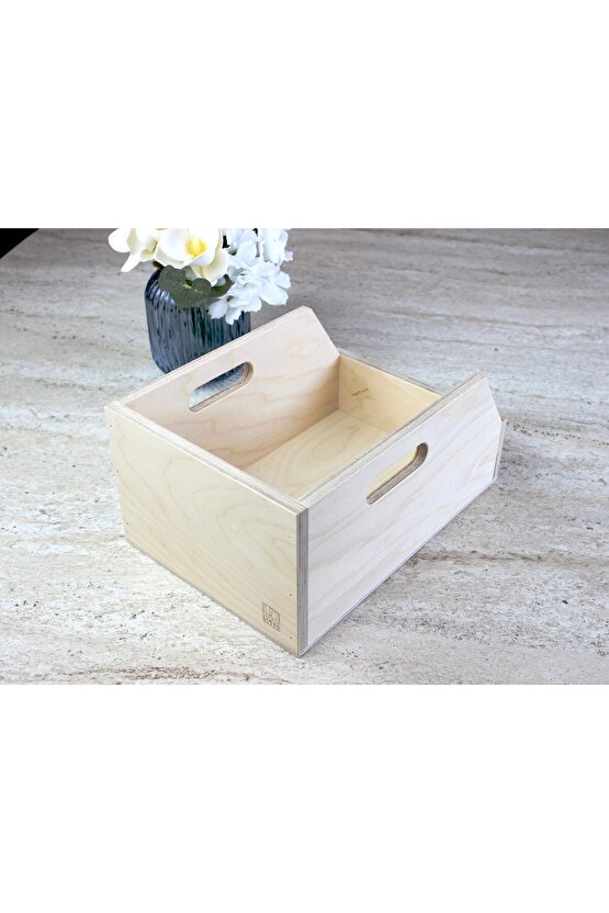 Doğal Boyasız Verniksiz Huş Ağacından Plak Kutusu ve Organizer Sandık (7 İnç - 45lik)- Birch Wood 7 Record Box