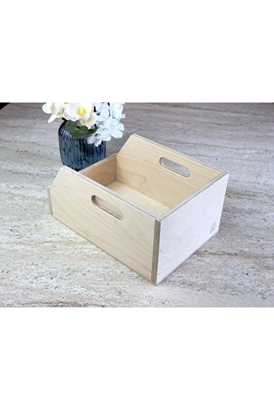 Doğal Boyasız Verniksiz Huş Ağacından Plak Kutusu ve Organizer Sandık (7 İnç - 45lik)- Birch Wood 7 Record Box