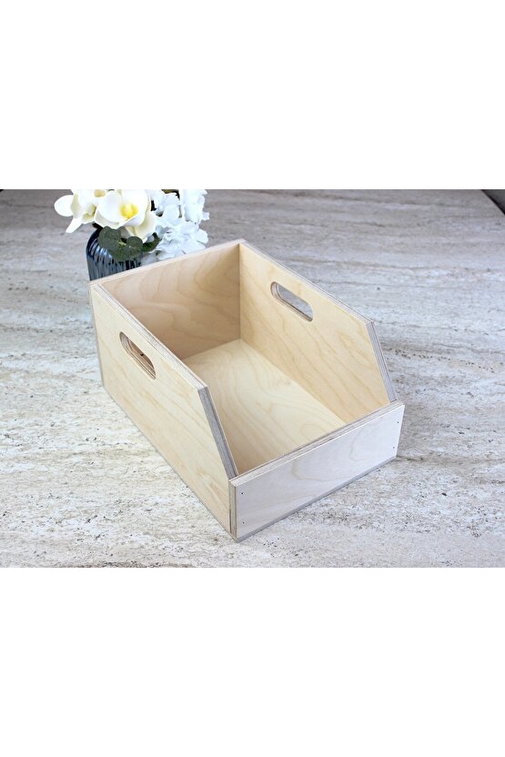 Doğal Boyasız Verniksiz Huş Ağacından Plak Kutusu ve Organizer Sandık (7 İnç - 45lik)- Birch Wood 7 Record Box