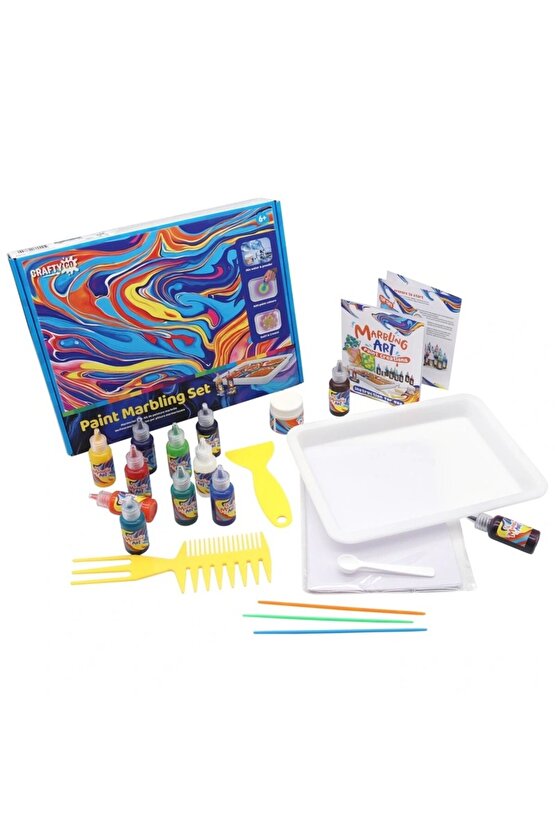 Profesyonel Su Üzerine Boyama Ebru Sanatı Seti - DIY Marbling Paint Başlangıç Kiti (12 Renk + Malzemeler)