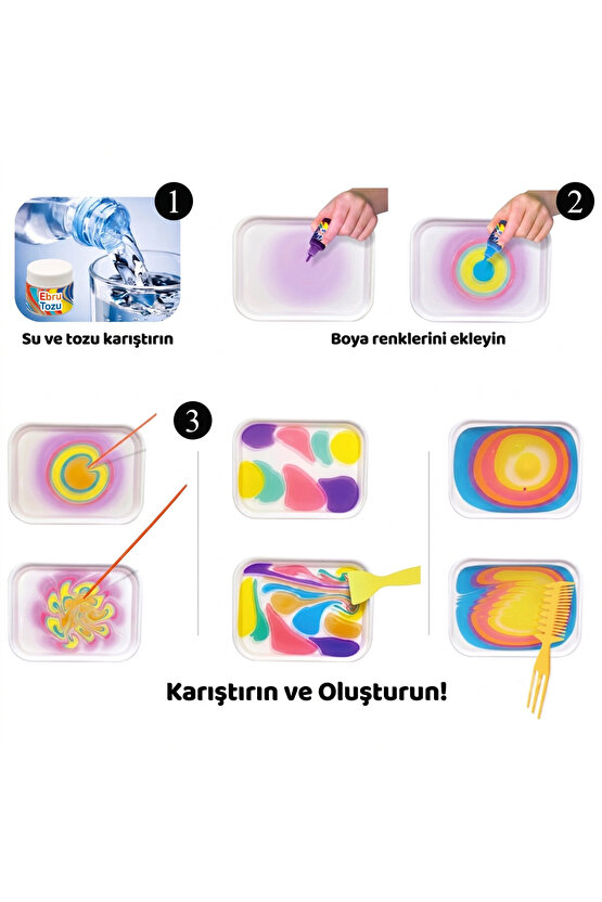 Profesyonel Su Üzerine Boyama Ebru Sanatı Seti - DIY Marbling Paint Başlangıç Kiti (12 Renk + Malzemeler)