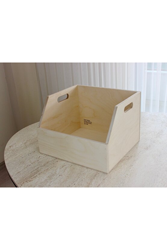 Doğal Ahşap LP Plak Sandığı 12 Renksiz Verniksiz - Organizer Kutu - Natural Wooden LP Record Box 12