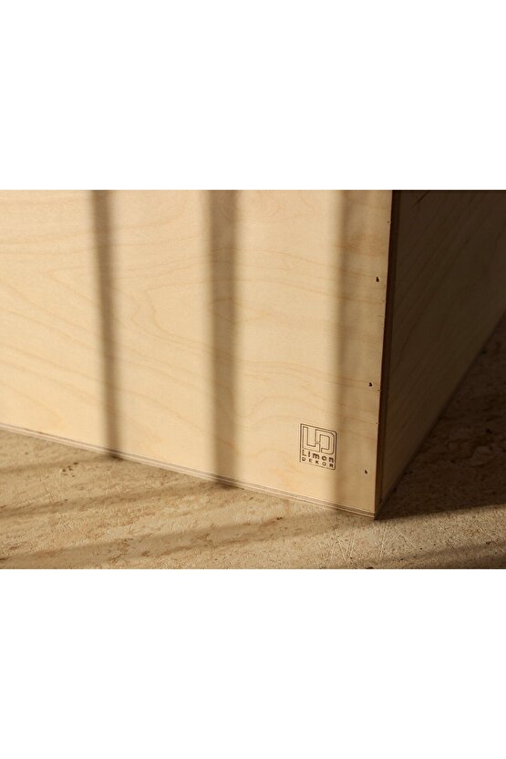 Doğal Ahşap LP Plak Sandığı 12 Renksiz Verniksiz - Organizer Kutu - Natural Wooden LP Record Box 12