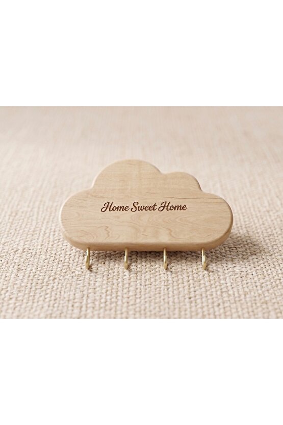 Kiraz Ağacı Duvar Anahtarlığı - Home Sweet Home Yazılı Kancalı Antre Askısı