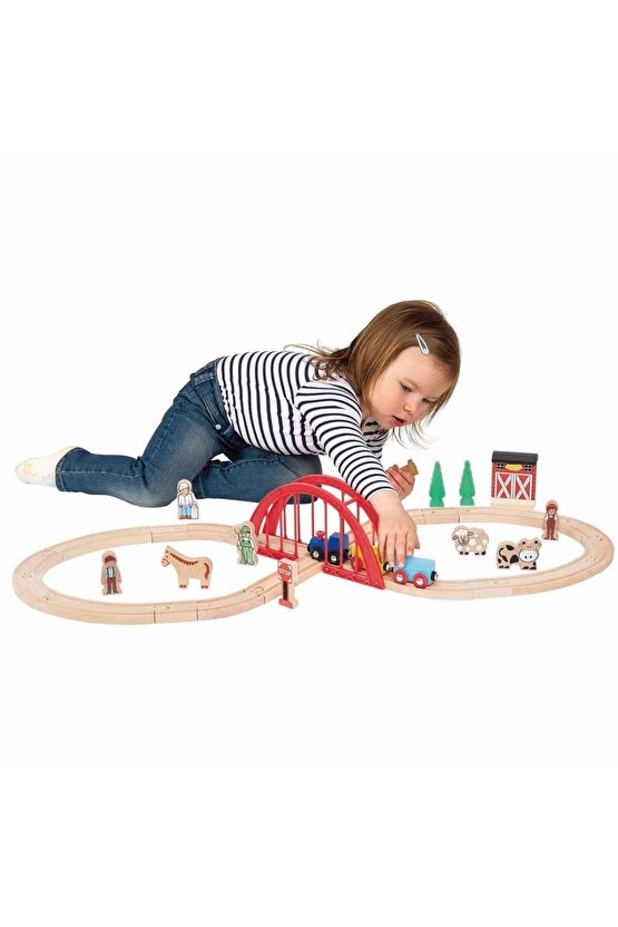 35 Parça Ahşap Tren Seti - Eğitici 8 Rakamı Raylı Yol ve Figürler (FSC Sertifikalı)