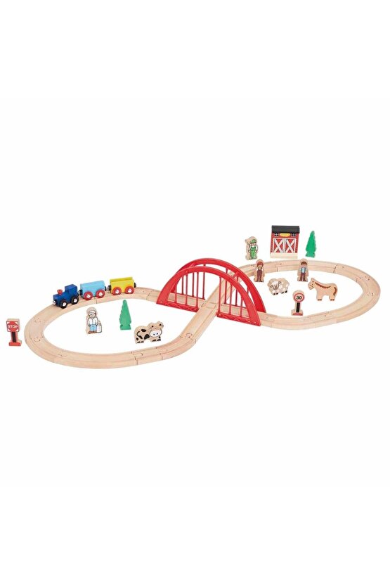 35 Parça Ahşap Tren Seti - Eğitici 8 Rakamı Raylı Yol ve Figürler (FSC Sertifikalı)