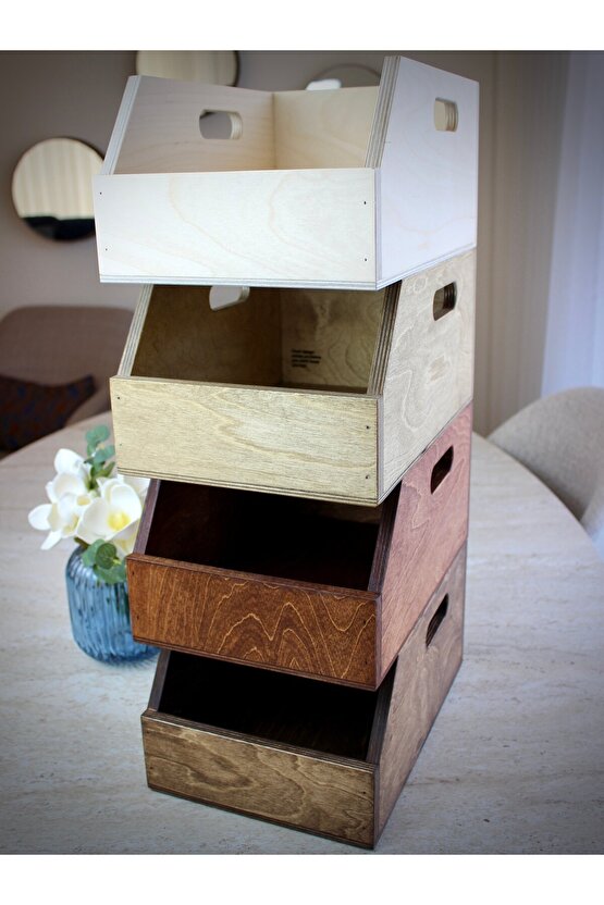Ahşap Plak Kutusu ve Organizer Sandık (7 İnç - 45lik)- Birch Wood 7 Record Box