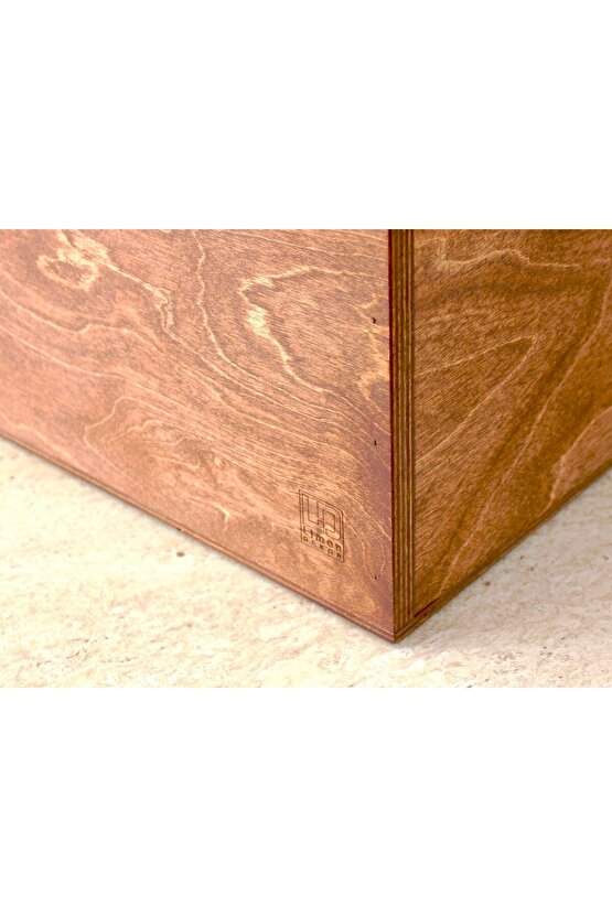 Ahşap LP Plak Sandığı 12 Kestane Rengi - Organizer Kutu - Wooden LP Record Box 12
