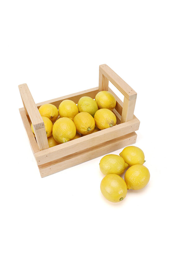 Masif Ahşap Sandık, Tutma Saplı - Servis Kasası - Cafe Masaüstü Organizer  Wooden Box with Handle