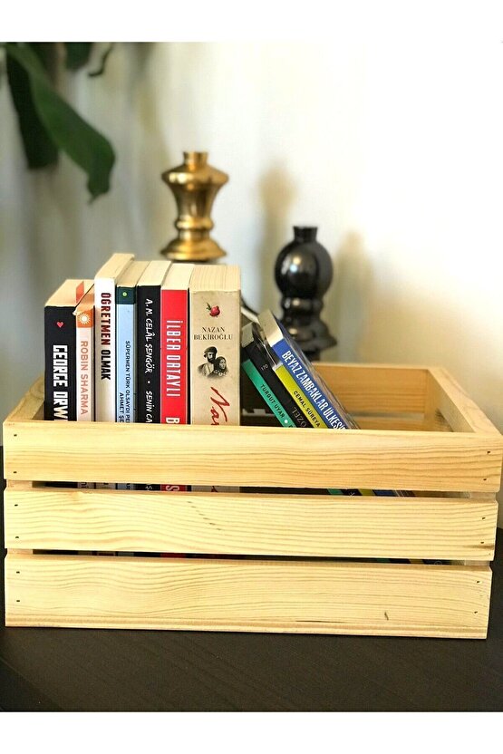 Ahşap Dekoratif Saklama Depolama Düzenleme Ve 45 Plakalar İçin Kasa Sandık Çok Amaçlı Organizer