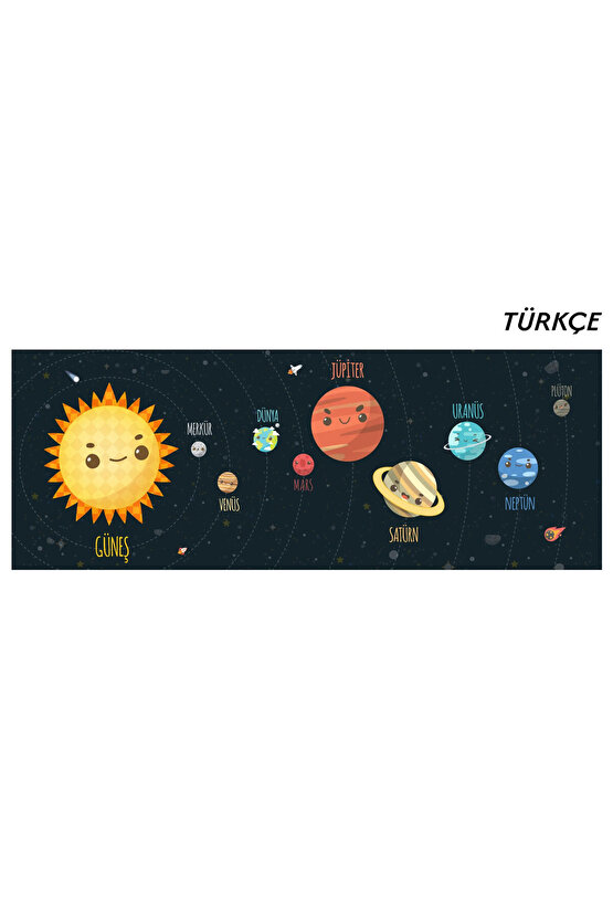 Güneş Sistemi Dekoratif Eğitim Amaçlı Akıllı Kağıt Tahta Yazı Tahtası Türkçe 150x56 Cm