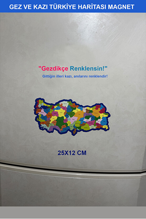 Kazınabilir Türkiye Haritası Magnet | Gez-Kazı Seyahat Haritası 24x12 cm