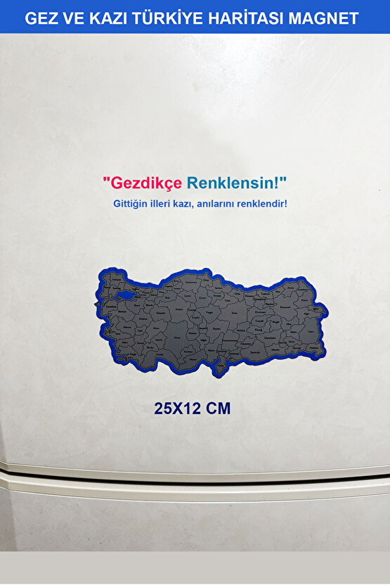 Kazınabilir Türkiye Haritası Magnet | Gez-Kazı Seyahat Haritası 24x12 cm