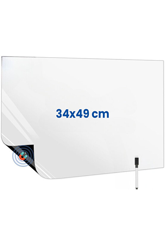 Mıknatıslı Manyetik Magnet Beyaz Tahta 34 Cm x 49 Cm Katlanabilir Silinebilir Yazı Tahtası + Kalem