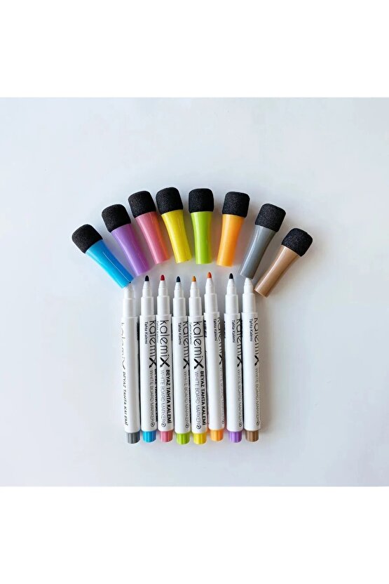 Mini Beyaz Tahta Kalemi Buzdolabı Magnet Kalemi Yazı Tahtası Kalemi 8li Set