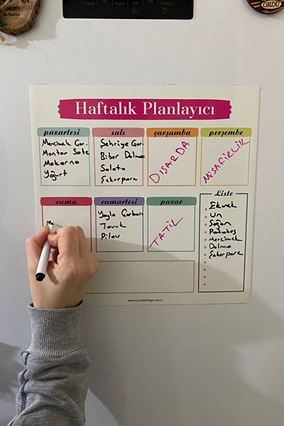 2 Adet Haftalık Menü Planlayıcı Magnet Mıknatıslı Yazı Tahtası Buzdolabı Magneti Bebek Ek Gıda