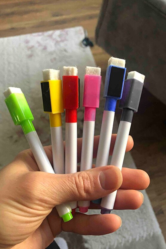Mini Beyaz Tahta Kalemi Buzdolabı Magnet Kalemi Yazı Tahtası Kalemi 6lı Set