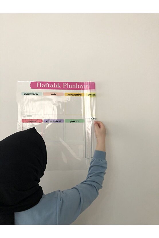 Haftalık Planlayıcı Takvim Statik Akıllı Kağıt Tahta Yazı Tahtası Planner Kalem 50x50 Cm